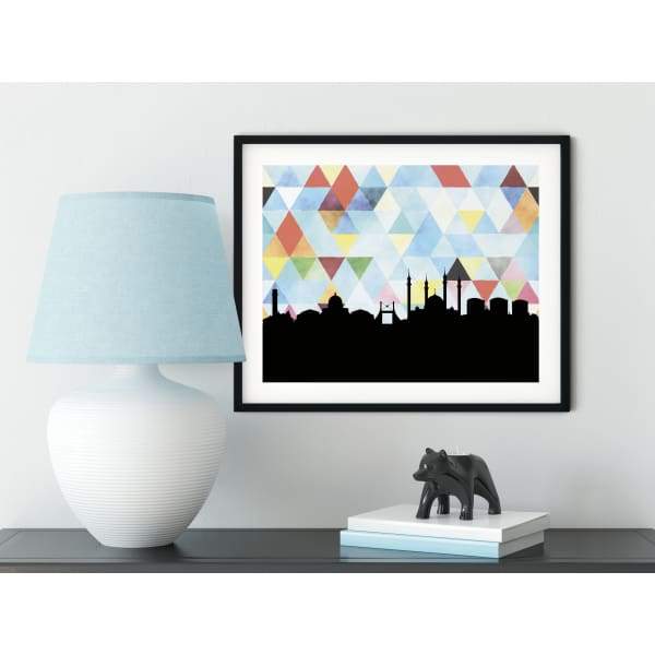 Abuja Nigeria geometric skyline - 5x7 Unframed Print / LightSkyBlue - Geometric Skyline