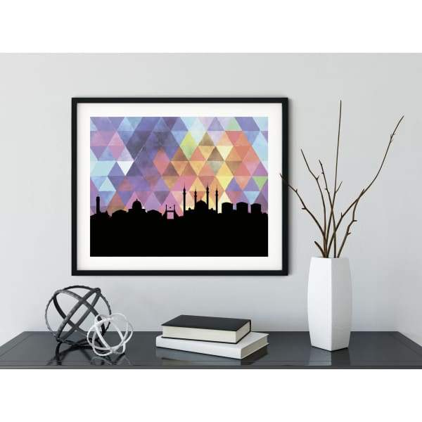 Abuja Nigeria geometric skyline - 5x7 Unframed Print / RebeccaPurple - Geometric Skyline