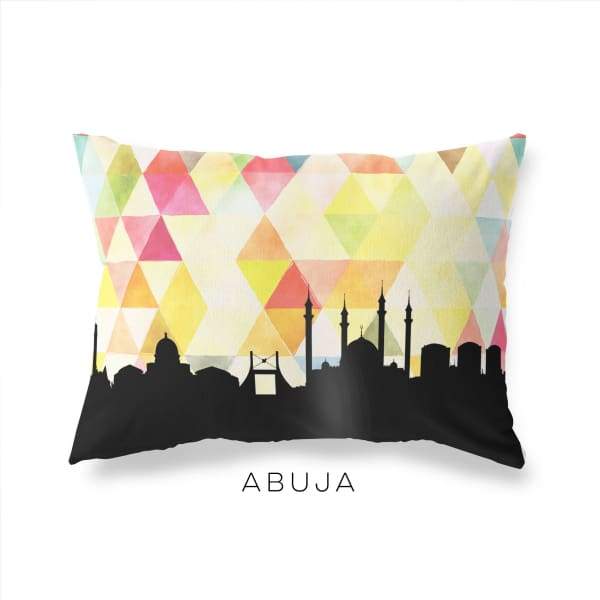 Abuja Nigeria geometric skyline - Pillow | Lumbar / Yellow - Geometric Skyline