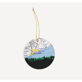 Accra Ghana city skyline with vintage Accra map - Ornament - City Map Skyline