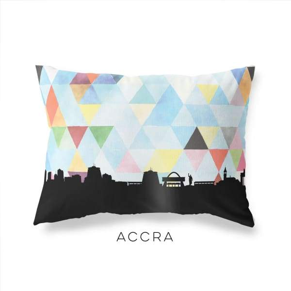 Accra Ghana geometric skyline - Pillow | Lumbar / LightSkyBlue - Geometric Skyline