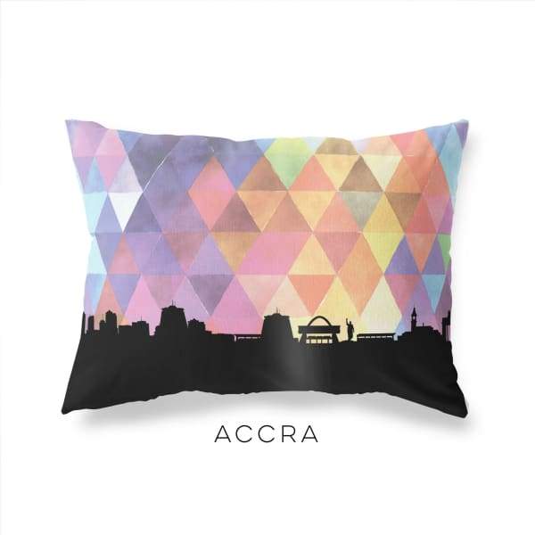 Accra Ghana geometric skyline - Pillow | Lumbar / RebeccaPurple - Geometric Skyline
