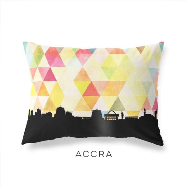 Accra Ghana geometric skyline - Pillow | Lumbar / Yellow - Geometric Skyline