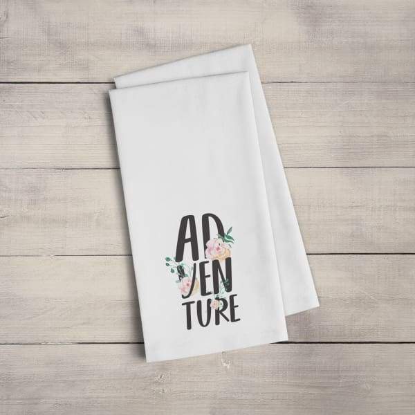 Adventure peekaboo floral - Tea Towel - Quotes