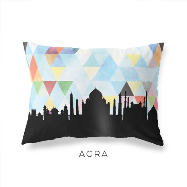 Agra India geometric skyline - Pillow | Lumbar / LightSkyBlue - Geometric Skyline