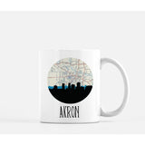 Akron Ohio city skyline with vintage Akron map - Mug | 11 oz - City Map Skyline