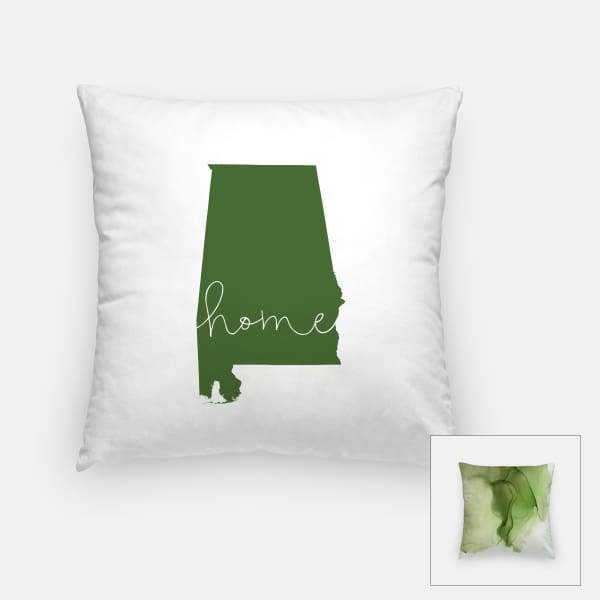 Alabama ’home’ state silhouette - Pillow | Square / DarkGreen - Home Silhouette