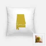 Alabama ’home’ state silhouette - Pillow | Square / GoldenRod - Home Silhouette