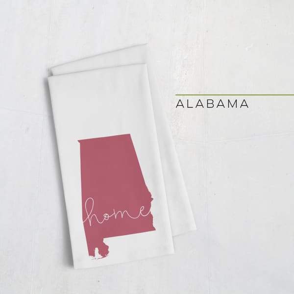 Alabama ’home’ state silhouette - Tea Towel / Red - Home Silhouette