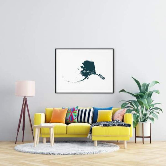 Alaska ’home’ state silhouette - 5x7 Unframed Print / DarkSlateGray - Home Silhouette