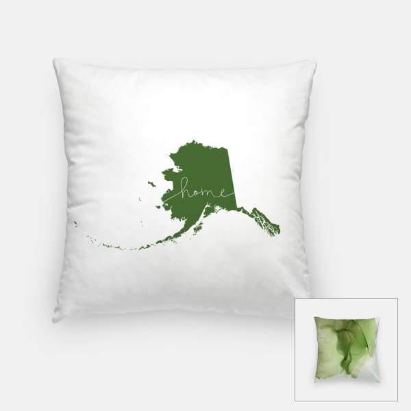 Alaska ’home’ state silhouette - Pillow | Square / DarkGreen - Home Silhouette