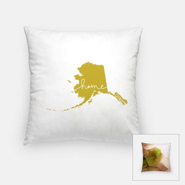 Alaska ’home’ state silhouette - Pillow | Square / GoldenRod - Home Silhouette