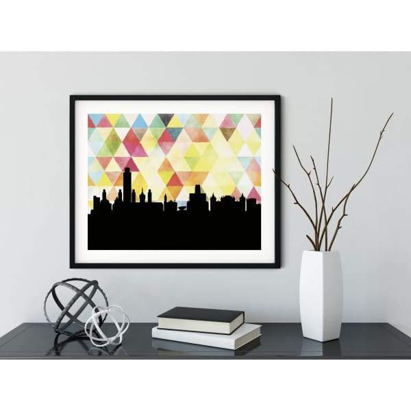 Albany New York geometric skyline - 5x7 Unframed Print / Yellow - Geometric Skyline