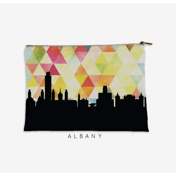 Albany New York geometric skyline - Pouch | Small / Yellow - Geometric Skyline