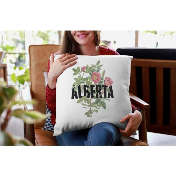 Alberta flower emblem | Wild Rose - Pillow | Square - Flower Emblem