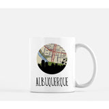 Albuquerque New Mexico city skyline with vintage Albuquerque map - Mug | 11 oz - City Map Skyline