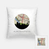 Albuquerque New Mexico city skyline with vintage Albuquerque map - Pillow | Square - City Map Skyline