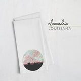 Alexandria Louisiana city skyline with vintage Alexandria Louisiana map - Tea Towel - City Map Skyline