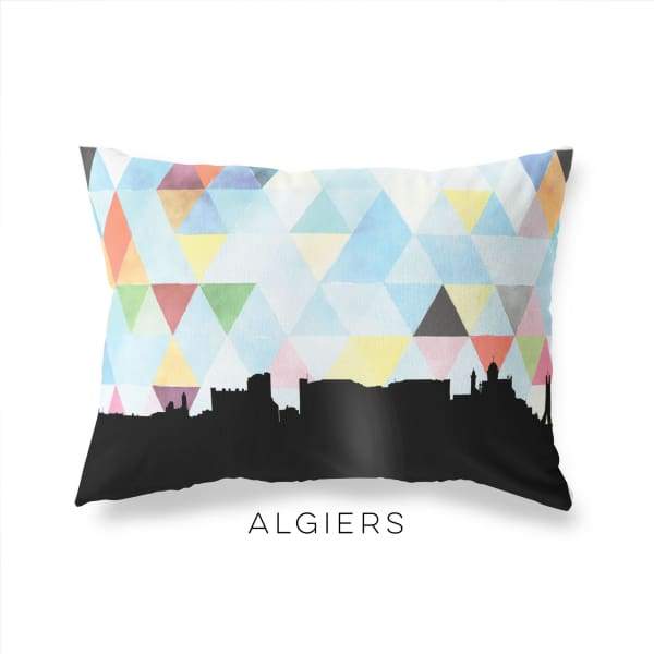 Algiers Algeria geometric skyline - Pillow | Lumbar / LightSkyBlue - Geometric Skyline