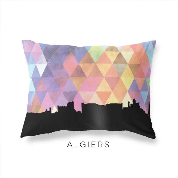 Algiers Algeria geometric skyline - Pillow | Lumbar / RebeccaPurple - Geometric Skyline