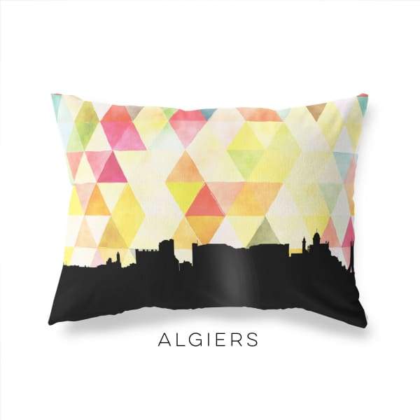 Algiers Algeria geometric skyline - Pillow | Lumbar / Yellow - Geometric Skyline