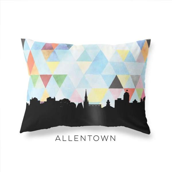 Allentown Pennsylvania geometric skyline - Pillow | Lumbar / LightSkyBlue - Geometric Skyline