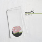 Amarillo Texas city skyline with vintage Amarillo map - Tea Towel - City Map Skyline