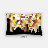 Ames Iowa geometric skyline - Pillow | Lumbar / Gold and Red - Geometric Skyline