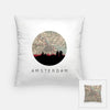 Amsterdam city skyline with vintage Amsterdam map - Pillow | Square - City Map Skyline