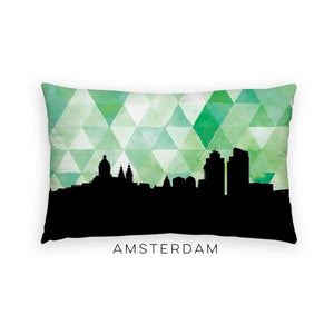 Amsterdam Netherlands geometric skyline - Pillow | Lumbar / Green - Geometric Skyline