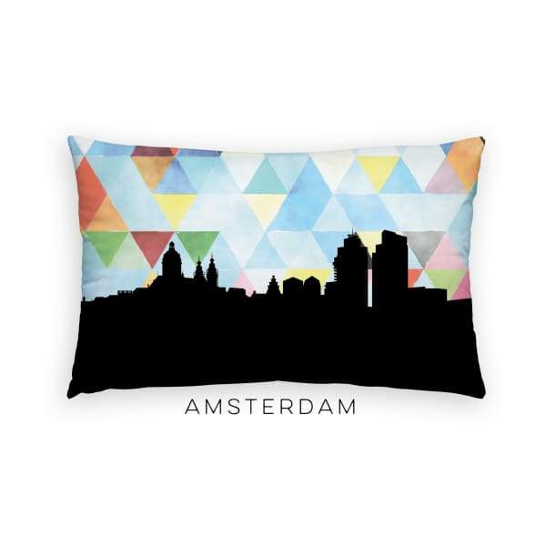 Amsterdam Netherlands geometric skyline - Pillow | Lumbar / LightSkyBlue - Geometric Skyline