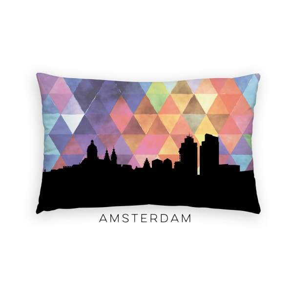 Amsterdam Netherlands geometric skyline - Pillow | Lumbar / RebeccaPurple - Geometric Skyline