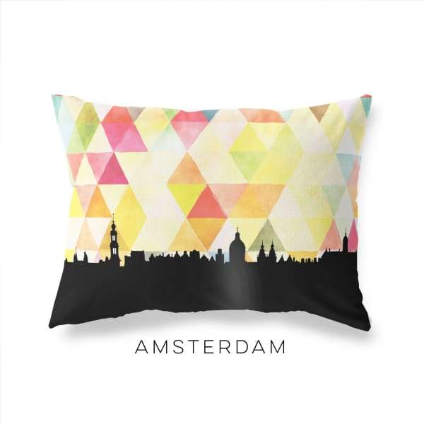 Amsterdam Netherlands geometric skyline - Pillow | Lumbar / Yellow - Geometric Skyline