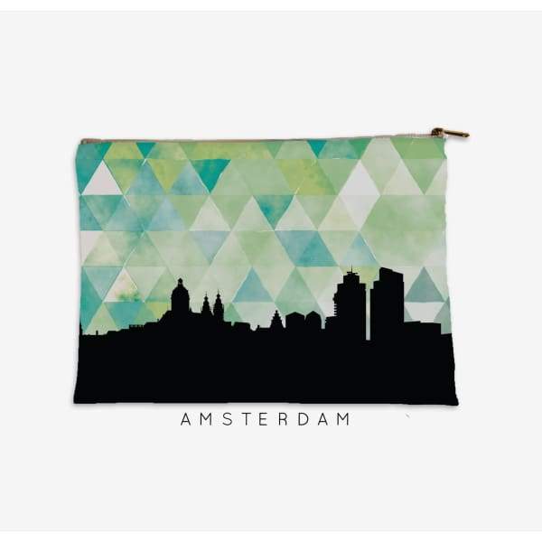 Amsterdam Netherlands geometric skyline - Pouch | Small / Green - Geometric Skyline