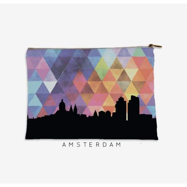 Amsterdam Netherlands geometric skyline - Pouch | Small / RebeccaPurple - Geometric Skyline