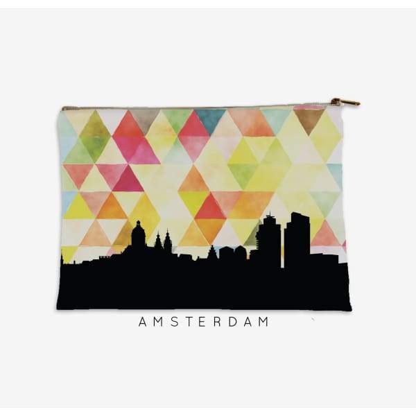 Amsterdam Netherlands geometric skyline - Pouch | Small / Yellow - Geometric Skyline