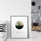 Ancona city skyline with vintage Ancona map - City Map Skyline