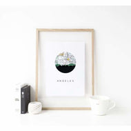 Angeles City Philippines city skyline with vintage Angeles City map - City Map Skyline