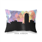 Ann Arbor Michigan geometric skyline - Pillow | Lumbar / RebeccaPurple - Geometric Skyline