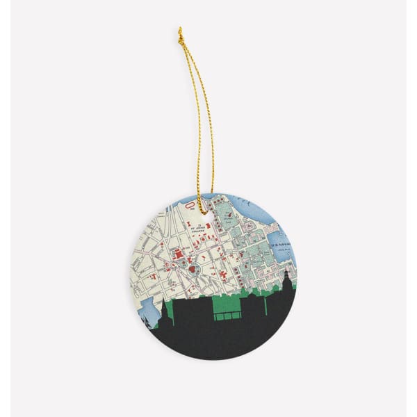 Annapolis Maryland city skyline with vintage Annapolis map - Ornament - City Map Skyline