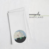 Annapolis Maryland city skyline with vintage Annapolis map - Tea Towel - City Map Skyline