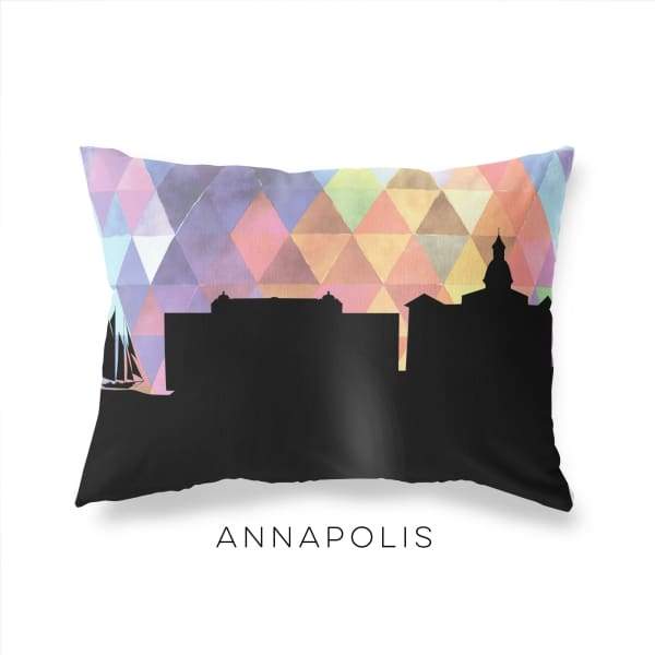 Annapolis Maryland geometric skyline - Pillow | Lumbar / RebeccaPurple - Geometric Skyline