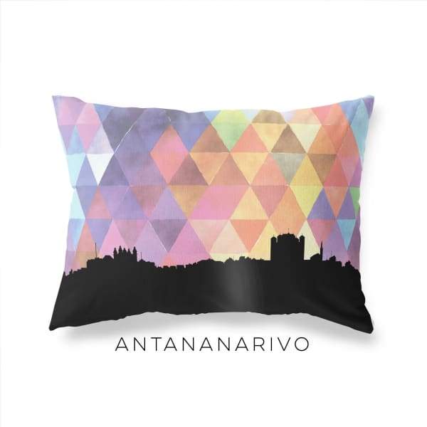 Antananarivo Madagascar geometric skyline - Pillow | Lumbar / RebeccaPurple - Geometric Skyline
