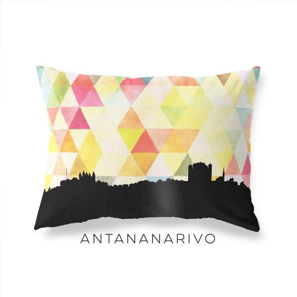 Antananarivo Madagascar geometric skyline - Pillow | Lumbar / Yellow - Geometric Skyline