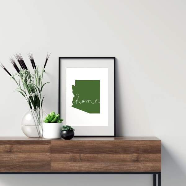 Arizona ’home’ state silhouette - 5x7 Unframed Print / DarkGreen - Home Silhouette