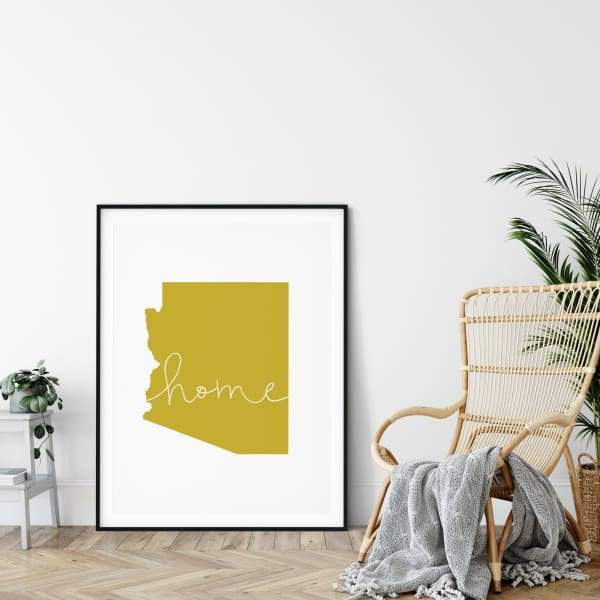 Arizona ’home’ state silhouette - 5x7 Unframed Print / GoldenRod - Home Silhouette