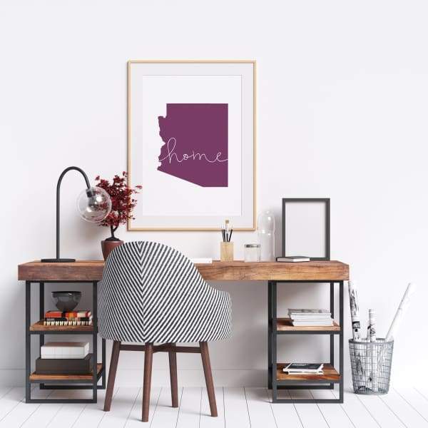 Arizona ’home’ state silhouette - 5x7 Unframed Print / Purple - Home Silhouette