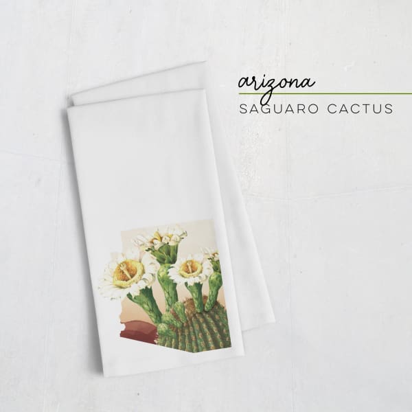 Arizona Saguaro Cactus Blossom | State Flower Series - Tea Towel - State Flower