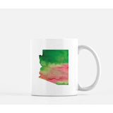 Arizona state watercolor - Mug | 11 oz / Pink + Green - State Watercolor