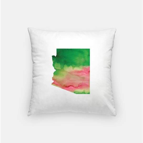 Arizona state watercolor - Pillow | Square / Pink + Green - State Watercolor